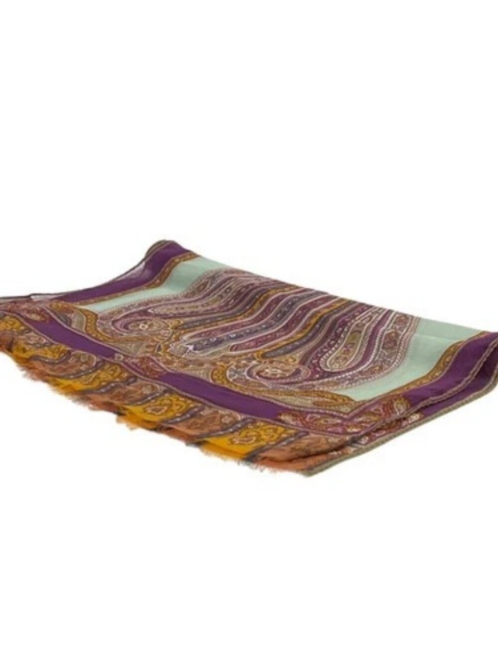 ETRO Purple Light Green Multi Silk Scarf